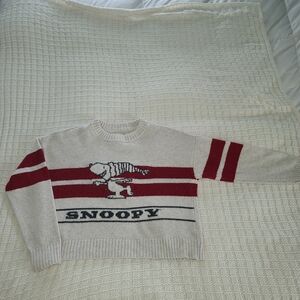 American Eagle Outfitters Snoopy Sweater - Red and Cream